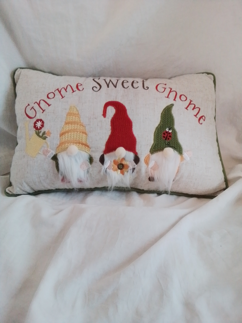 Gnome Sweet Gnome Holiday Decorative Pillow - Red, Green, Yellow